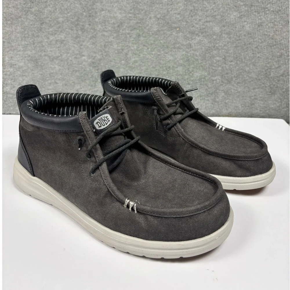 Hey Dude Wally Mid Grip Vin Classic Size 8 Black Oyster Black‎